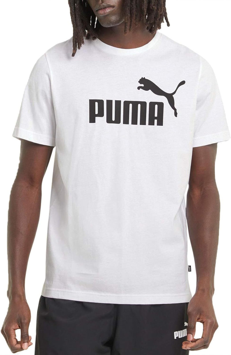 PUMA mens ESS Logo Tee T-Shirt (pack of 1) - WHITE