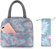 Binoster Insulated Lunch Bag Office Lunch Bag Cooler Bag Carry Bag Lunch Bag Picnic Bag Waterproof Canvas Insulated Bag for Women, Men, School and Office Girls Children - Flamingo
