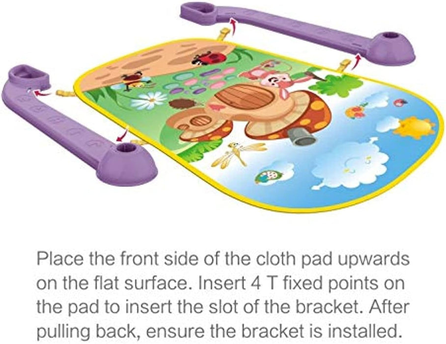 Large Play & Learn Infant Gym Toys Piano Activity - Baby Kick and Gym Play Mat Lay & Play 3 in 1 Fitness Music and Lights Fun Piano for 0-36 Months Girl Boy - Easy to Disassemble and Washable