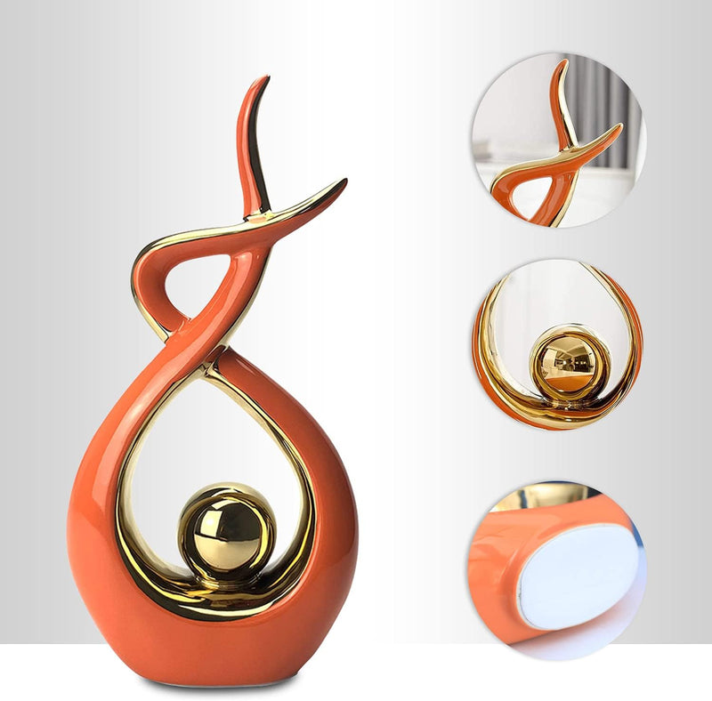 Norrclp Home Decor Modern Abstract Art Ceramic Statue Table Decorations for Dining Room Living Room Office Centerpiece, Green and Gold