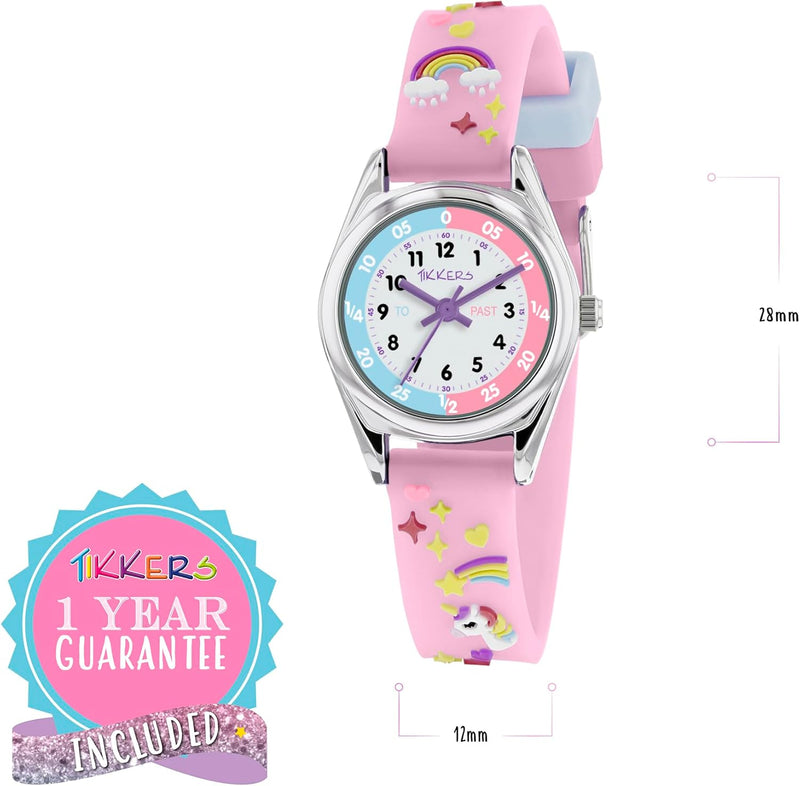 Tikkers Girls Analogue Classic Quartz Watch with silicone strap TK0145