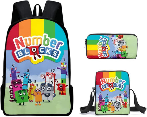 Children Backpack Daypack Schoolbag Teen Boys School Book bag with Lunch Box Pen Case 3 in 1 - color1
