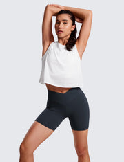 CRZ YOGA Womens Butterluxe Crossover Biker Shorts 5 Inches - Criss Cross High Waisted Workout Yoga Buttery Soft