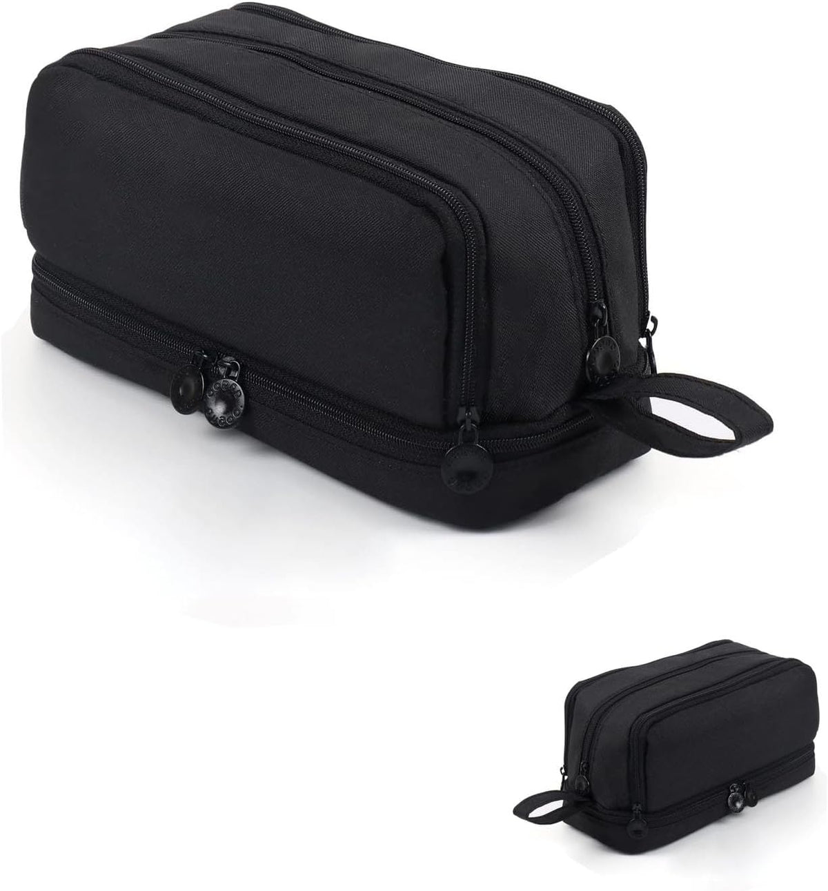 Large Capacity Pencil Case with 4 Compartments, Zipper and Handle, Stationery Organiser for School, College, Office, Black – image 1