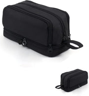 Large Capacity Pencil Case with 4 Compartments, Zipper and Handle, Stationery Organiser for School, College, Office, Black