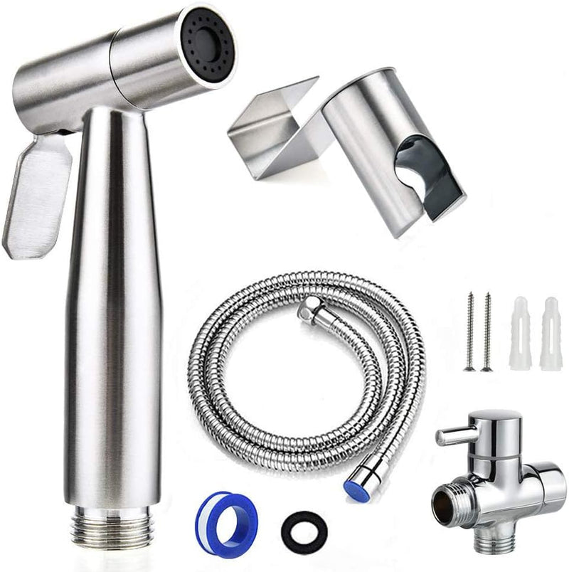 Stainless Steel Handheld Bidet Sprayer for Toilet, 7/8" Metal Adjustable Pressure Bidet Faucet Diaper Sprayer Set with Hose Attachment for Bathroom
