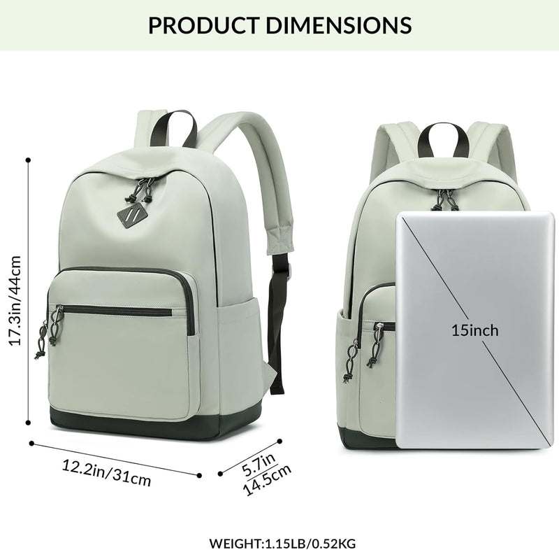 Mygreen Backpack, School Backpack travel Laptop Backpack, Students College Backpack Bookbag for Girls Boys Teen Women -Beige