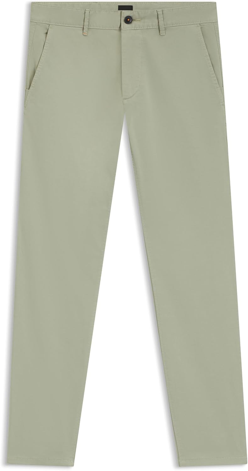 Men's Chino Slim Fit Chino Made of Elastic Cotton Satin - 370 Open Green