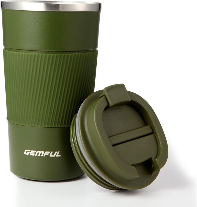 GEMFUL Travel Coffee Mug Stainless Steel Vacuum Ice and Hot Drinks Insulated Tumbler for Home Office Outdoor Works, 380ml, Pink
