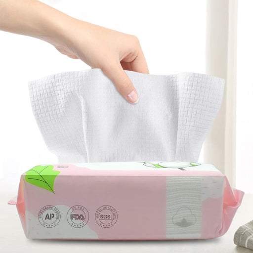 McMola Cotton Tissue 100% US Cotton Dry Baby Wipes Soft Dry Cotton Wipes Disposable Face towels Makeup Removing for Sensitive Skin Portable(1 PACK-60 Counts) - 60 Count