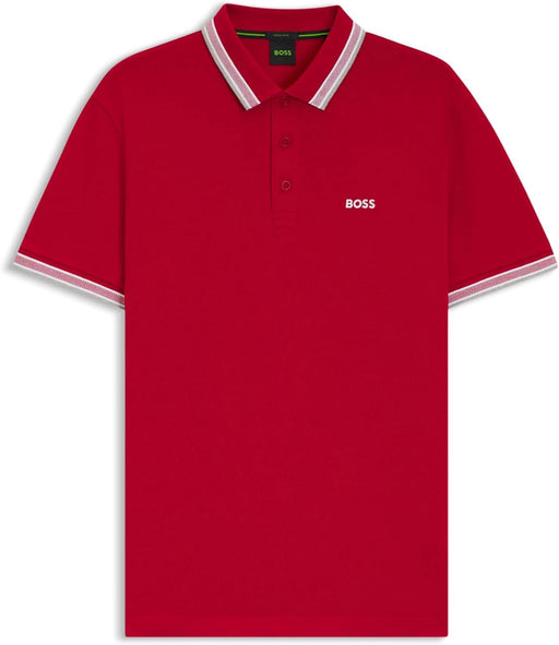Mens Paddy Organic-Cotton Polo Shirt With Contrast Logo Details - red