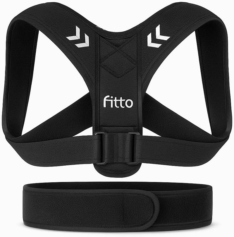 Fitto Adjustable Posture Corrector for Upper Back Support - Black