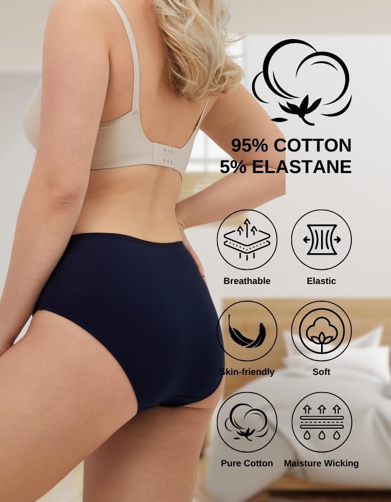 ALYA UNDERWEAR Premium Underwear for Women, Mid Rise Women’s Knickers, Breathable Organic Cotton Panties for Women, Comfortable Ladies Knickers