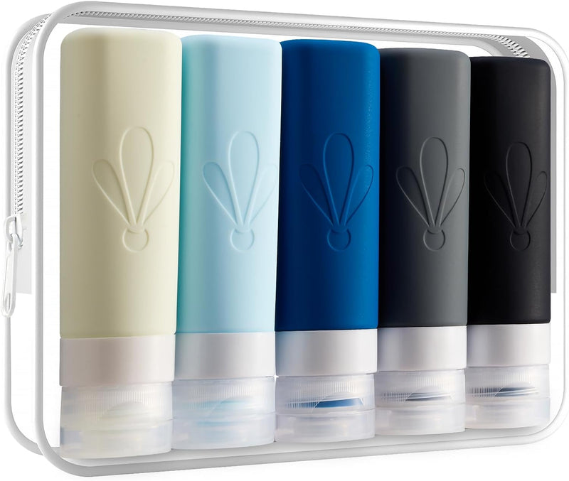 INSFIT Travel Bottles for Toiletries, TSA Approved 90ml Travel Size Containers, BPA Free Leak Proof Squeezable Silicone Tubes for Shampoo Conditioner Lotion Soap with Labels