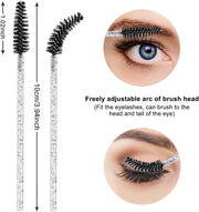 McMola 60 PCS Disposable Eyelash Brushes, Eyebrow Spoolies, Mascara Wands Applicator Lash Brushes Castor Oil Brush Cosmetic Makeup Tools(Crystal-black) - Classic