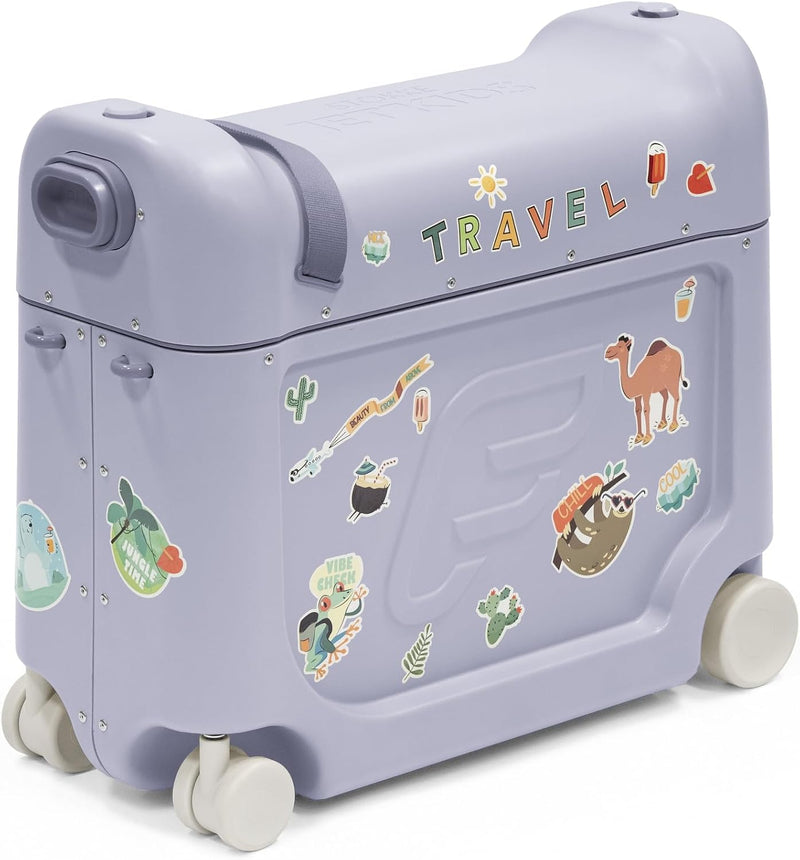 Stokke JetKids BedBox, Arctic Blue - Kid's Ride-On Suitcase & in-Flight Bed - Help Your Child Relax & Sleep on The Plane - Approved by Many Airlines - Best for Ages 2-7, 1 Count (Pack of 1) - Medium Arctic Blue