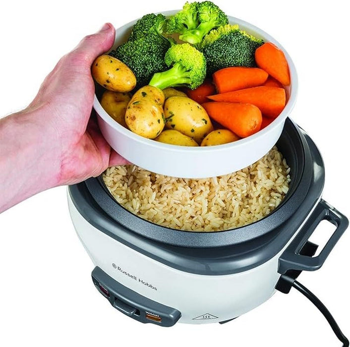Russell Hobbs Rice Cooker Small [Medium] 0.8L (incl. steamer insert, reheat function, non-stick pot, rice scoop and measuring cup) slow cooker for vegetables and fish