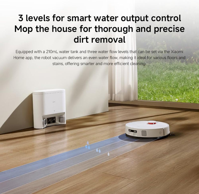 Xiaomi Robot Vacuum H40, 10000Pa powerful suction, LDS Navigation, Smart Mapping, Anti-tangle brush, Auto Dust Emptying, 180min Runtime, Works with Xiaomi Home App, Voice Control