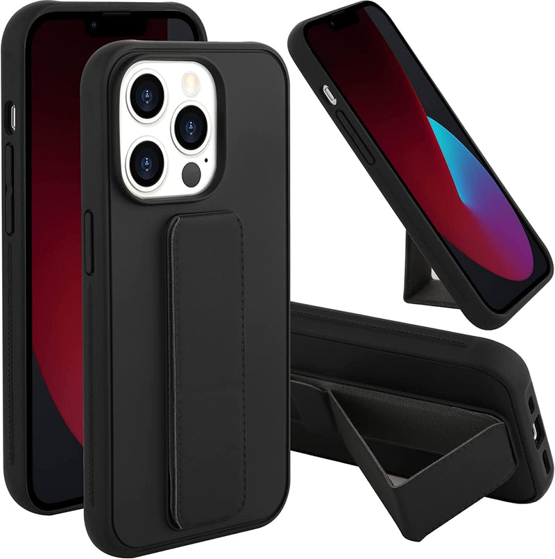 AWH Case for iPhone 14 Plus, Back Stand Case with Magnet Holder Hand Grip Magnetic Car Mount Anti Scratch Shockproof Cover Case for iPhone 14 Plus (iPhone 14 Plus, Light Blue) - iPhone 14 Pro Max Black