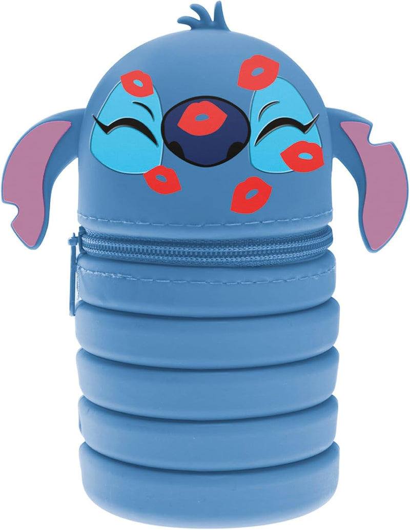 Seven Lilo & Stitch 2 in 1 Retractable Silicone Pencil Case Stitch Light Blue School Pencil Case Pen Holder for Table Zipper School and Leisure Girls Xx Modern