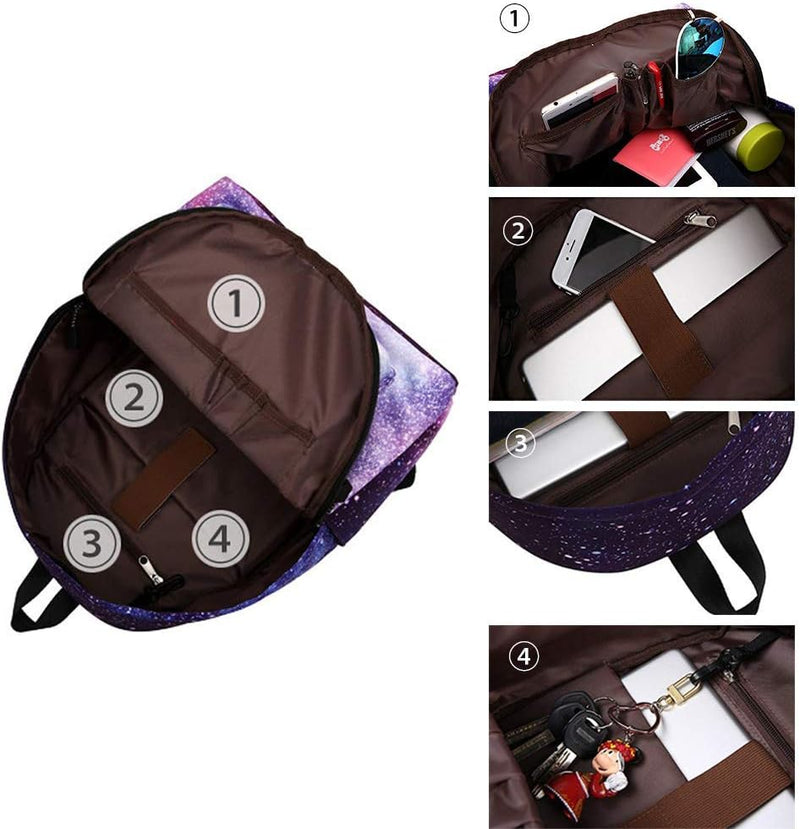 Casual Backpack SchoolBag for Girls Kids Boys Teenagers Galaxy Star Waterproof With Pencil Case High Capacity 14 in Laptop Travel Bag