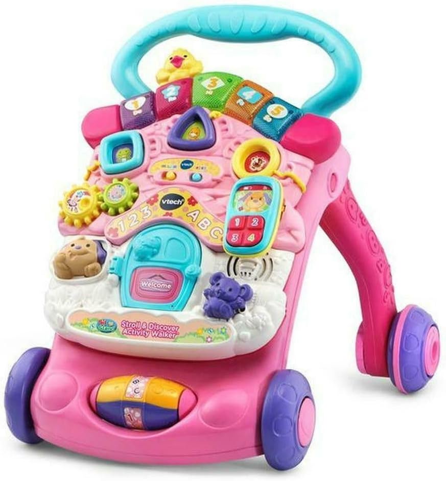 Vtech First Steps Baby Walker Pink With Blue Handle – image 1