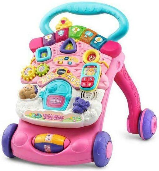 Vtech First Steps Baby Walker Pink With Blue Handle