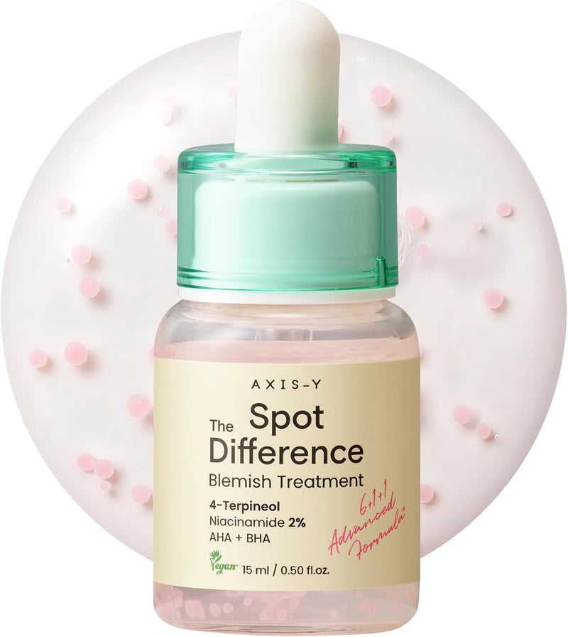 AXIS-Y Spot The Difference Blemish Spot Treatment 15ml - 4-Terpineol 2% Niacinamide AHA BHA Soothes Breakouts & Skin Barrier Repair - Vegan Korean Skin Care Face Serum - 0.50 fl. oz.