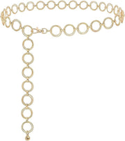 Metal Chain Waist Belts, Adjustable Body Link Chain Belt for Women Girls, Fashion Bling Waist Belt for Dress, Pants, Coat