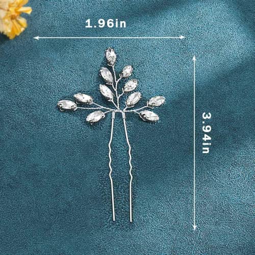 TERRIFI Crystal Bride Wedding Hair Pins Rhinstones Bridal Hair Accessories Head Piece for Women and Girls, Pack of 3,Silver