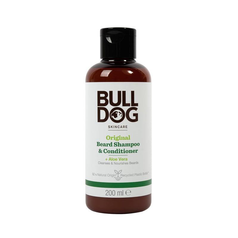 Bull Dog Original 2 in 1 Beard Shampoo & Conditioner For Men, Contains Aloe Vera, Camelina Oil And Green Tea, Deep Cleansing, leaves beard soft, fresh, nourished, and conditioned, Everyday Use, 200ML