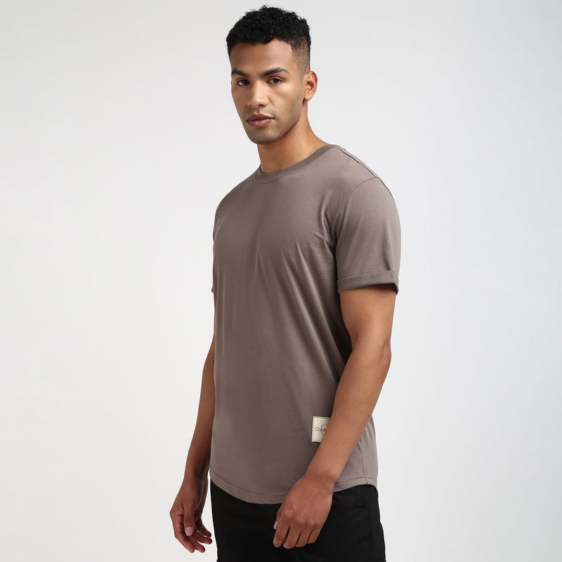 Ck Jeans Mens Long Sleeve Homme-/-tee-shirts-/-t-s-manches-courtes Badge Turn Up Sleeve