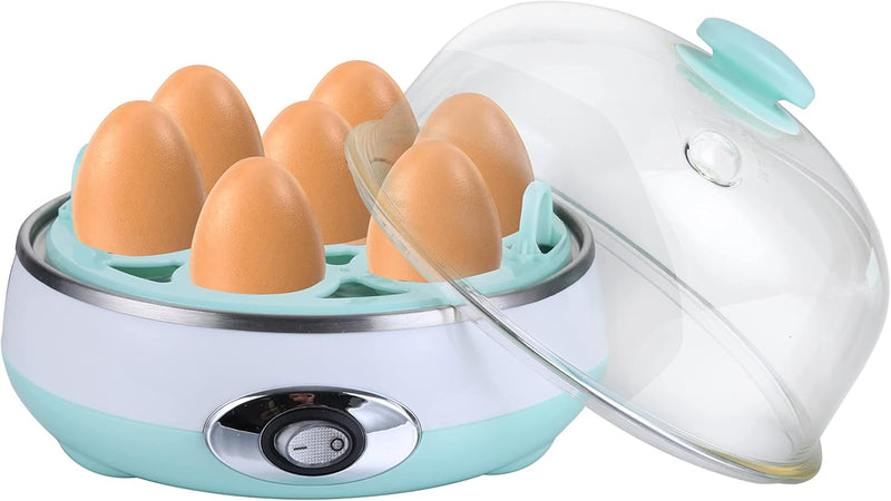Sonashi Egg Boiler, 7 Egg Capacity Electric Egg Cooker, Stainless Steel Heating Plate, Overheat Protection, Egg Steamer, Easy-to-Use Egg Boiler 360W SEB-77 Blue/White