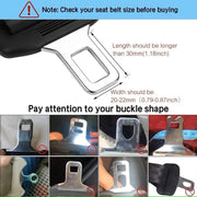 ETAVA Universal Car Seat Belt Buckle Alarm Stopper (2-Pack)-Adjustable Buckle Extensions for Child Seats & Enhanced Car Safety (Plastic) (Black)
