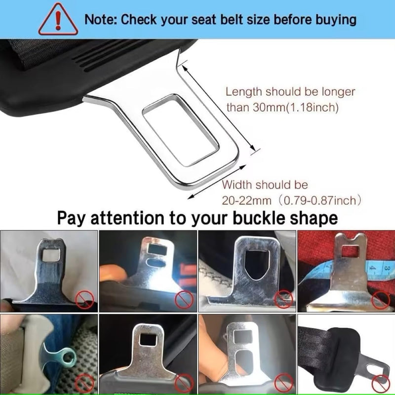 ETAVA Universal Car Seat Belt Buckle Alarm Stopper (2-Pack)-Adjustable Buckle Extensions for Child Seats & Enhanced Car Safety (Plastic) (Black)