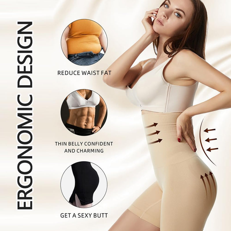 Goodern High Waist Shapewear Shorts,Womens Seamless Shaping Boyshorts Panties Waist Trainer Corset Butt Lift Thigh Slimmer Hip Shaper Briefs Body Shaping Boxers Tummy Control Gym Yoga Shorts-Beige M/L