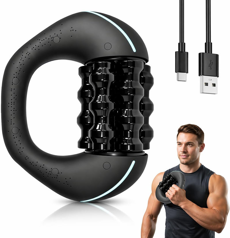 Electric Deep Rolling Myofascial Massager with Type-C Fast Charge, 1800mAh Rechargeable Handheld Roller for Muscle Tension & Cellulite, Portable Body Relaxer
