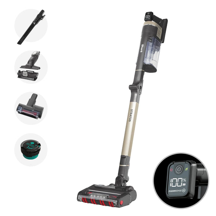 Shark Stratos Cordless Stick Vacuum Cleaner [IZ400UKT], with Anti Hair Wrap Plus & Clean Sense IQ, Pet Pro Model, Single Battery, Charcoal/Brass