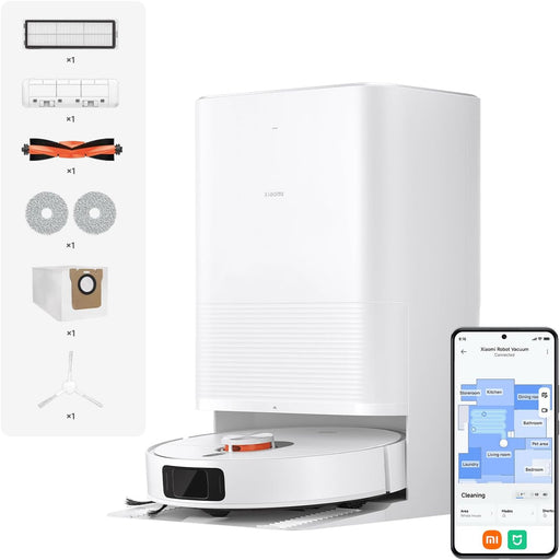 Xiaomi Robot Vacuum X20 Pro with 7000Pa Suction power, Auto Mop washing, Hot air drying, Auto dust collection, Carpet Detection, LDS, 160min Runtime, App & Voice Control, White