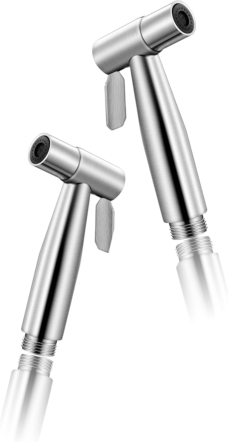 Sweet seven Stainless Steel Bidet Toilet Sprayer Head - 2Pcs Handheld Cloth Diaper Sprayer for Kitchen and Toilet Cleaning