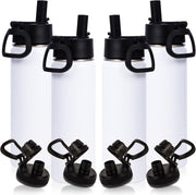 20oz Insulated Stainless Steel Water Bottle with Straw Lid, Kids Wide Mouth Double Wall Vacuum Cups with Handle,Reusable Outdoor Sports Metal Bottles,Travel Flask Keep Cold&Hot(Purple,1) - 4 White