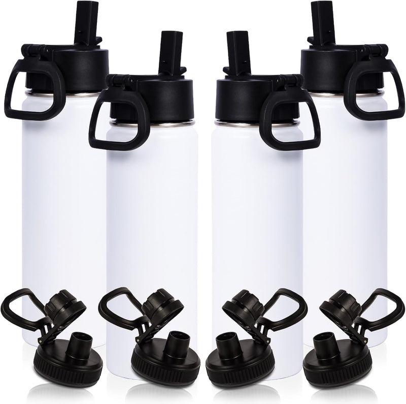20oz Insulated Stainless Steel Water Bottle with Straw Lid, Kids Wide Mouth Double Wall Vacuum Cups with Handle,Reusable Outdoor Sports Metal Bottles,Travel Flask Keep Cold&Hot(Purple,1) - 4 White