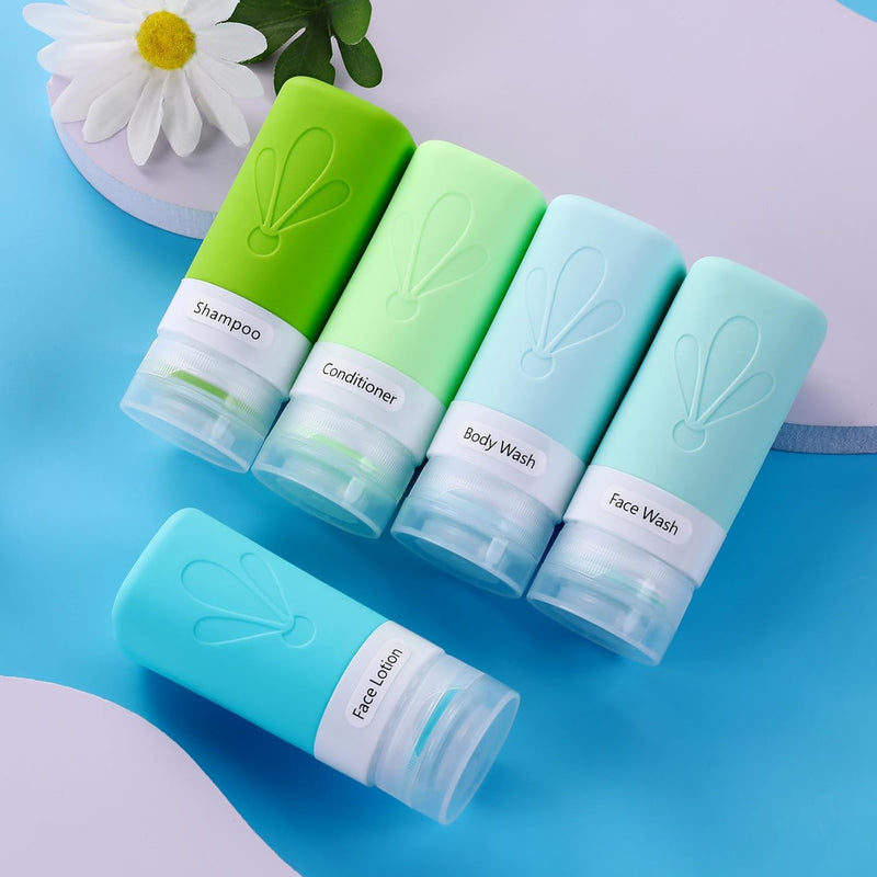 INSFIT Travel Bottles for Toiletries, TSA Approved 90ml Travel Size Containers, BPA Free Leak Proof Squeezable Silicone Tubes for Shampoo Conditioner Lotion Soap with Labels