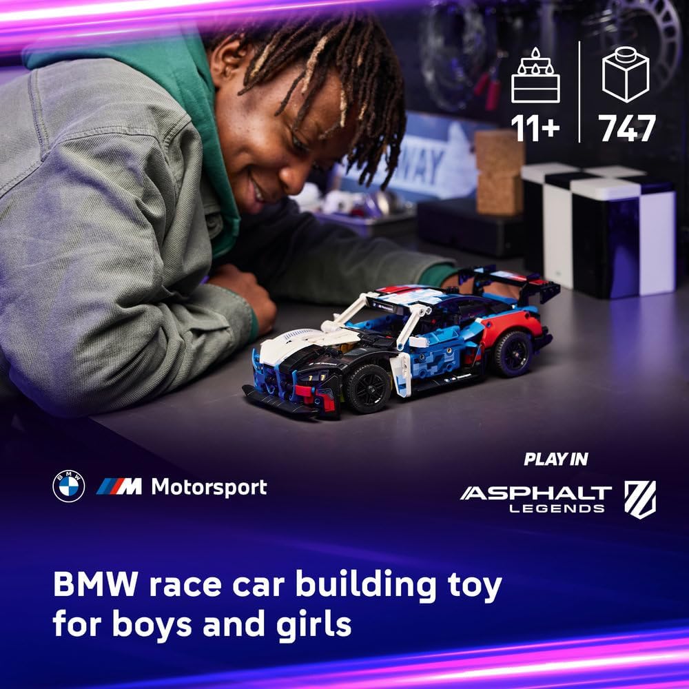 Technic BMW M4 GT3 EVO Race Car Toy - Model Kit w/ V6 Engine, Steering & Opening Doors - Gaming Gift for 11+ Year Old Boys & Teenage Motorsport Fans - 42226