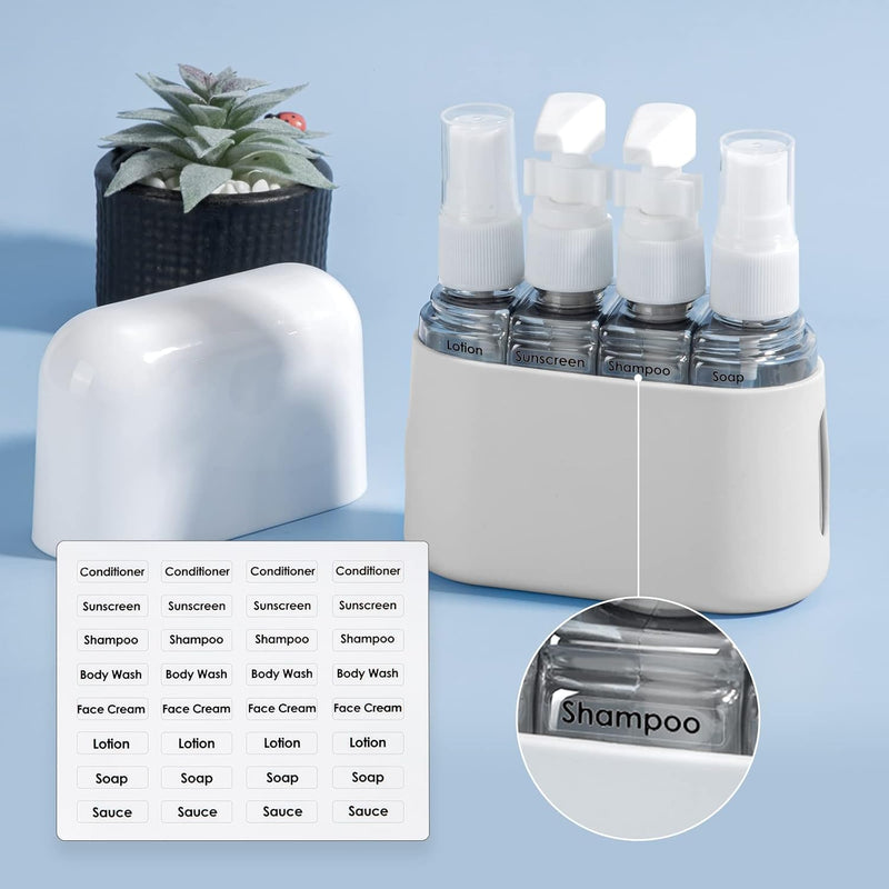 4 Pack Travel Bottles Set for Toiletries: TSA Approved Travel Containers, 50ml/2oz Leak Proof Travel Size Accessories with Label and Storage Box, Perfect for Business or Personal Travel Use, Pink