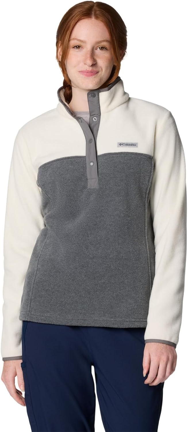 Women's Benton Springs Half Snap Pull Over 2 Fleece Pull Over (pack of 1) - City Grey Heather/Chalk