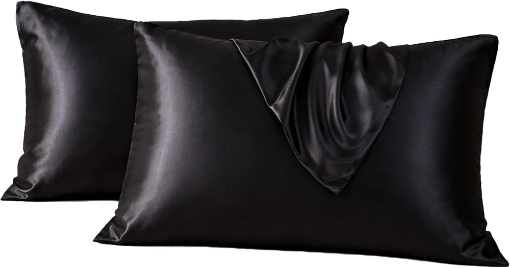 DONETELLA Satin Silk Pillowcases for Hair and Skin Soft & Smooth Pillow Covers, King Size 50x75 CM, Set of 2 Envelope Closure, No Pillow Insert (غطاء الوسادة)