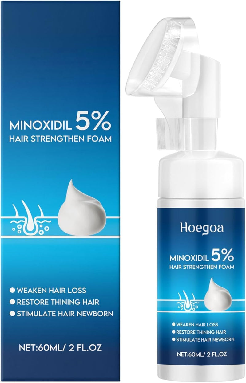 5% Minoxidil Foam for Hair Growth Hair Strengthen Foam to Stop Thinning and Hair Loss for Men and Women, Scalp Care and Volume and Fluff, 60ml/2fl oz - Blue 60ML