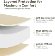 SBHJBY Baby Mat for Floor, Thick Soft Non-Toxic Vegan Leather Baby Play Mat, Waterproof Foam Play Mat, Padded Play Mat for Baby, 125 * 125cm Playpen Mat, Infant Playmat for Baby Girls and Boys, Beige