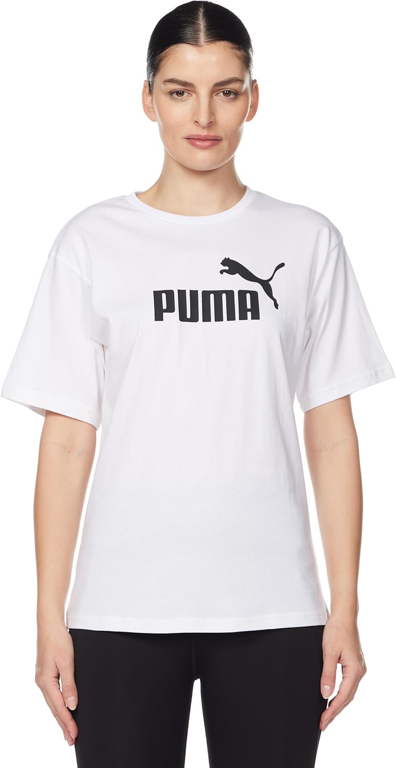 womens ESS No. 1 Logo Relaxed Tee Tees - PUMA White